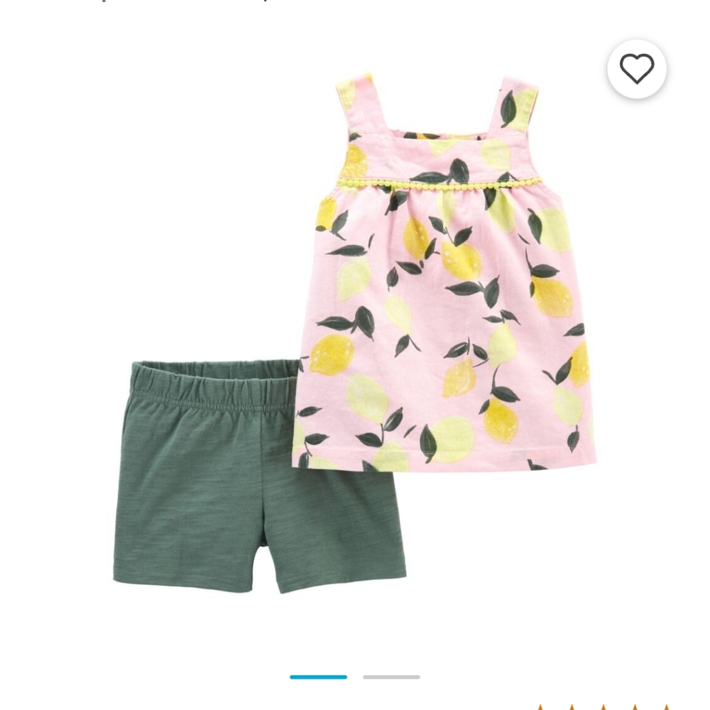 NWT Carter's lemon tank/short outfit- 2t